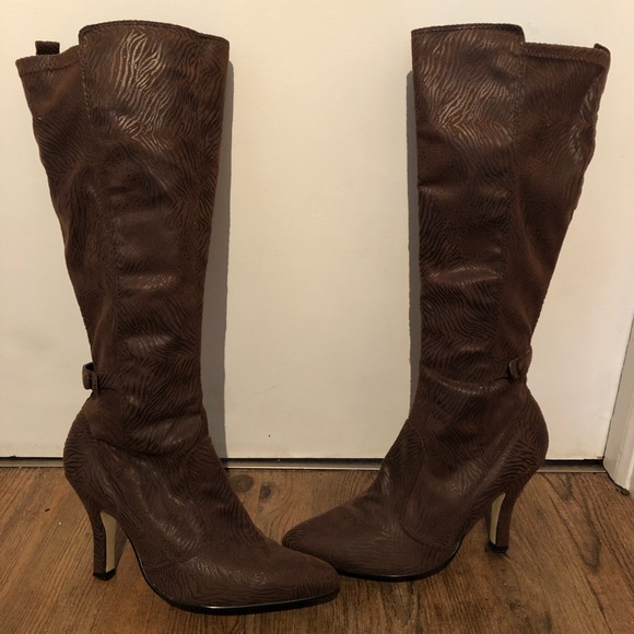 Shoes - Beautiful Brown Zebra textured Boots like New